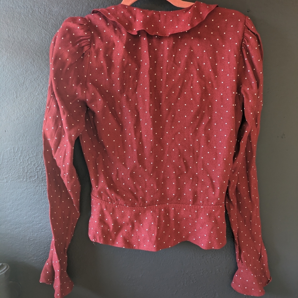 Reformation Red Polka Dot Blouse - Picture 3 of 6